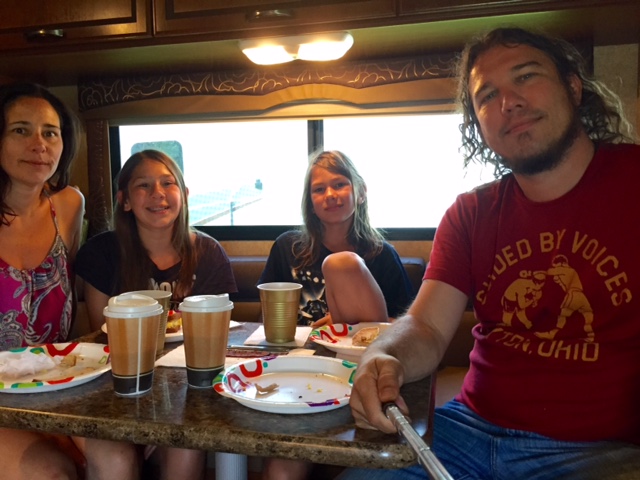 The RocknRoll HiFives enjoying an RV breakfast together.